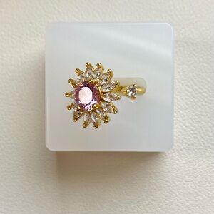 Elegant Gold and Pink Gemstone Ring